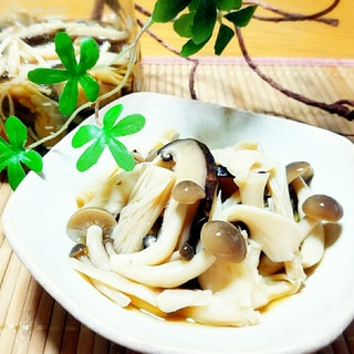 舞茸しめじ椎茸えのき！きのこの麺つゆ煮♡